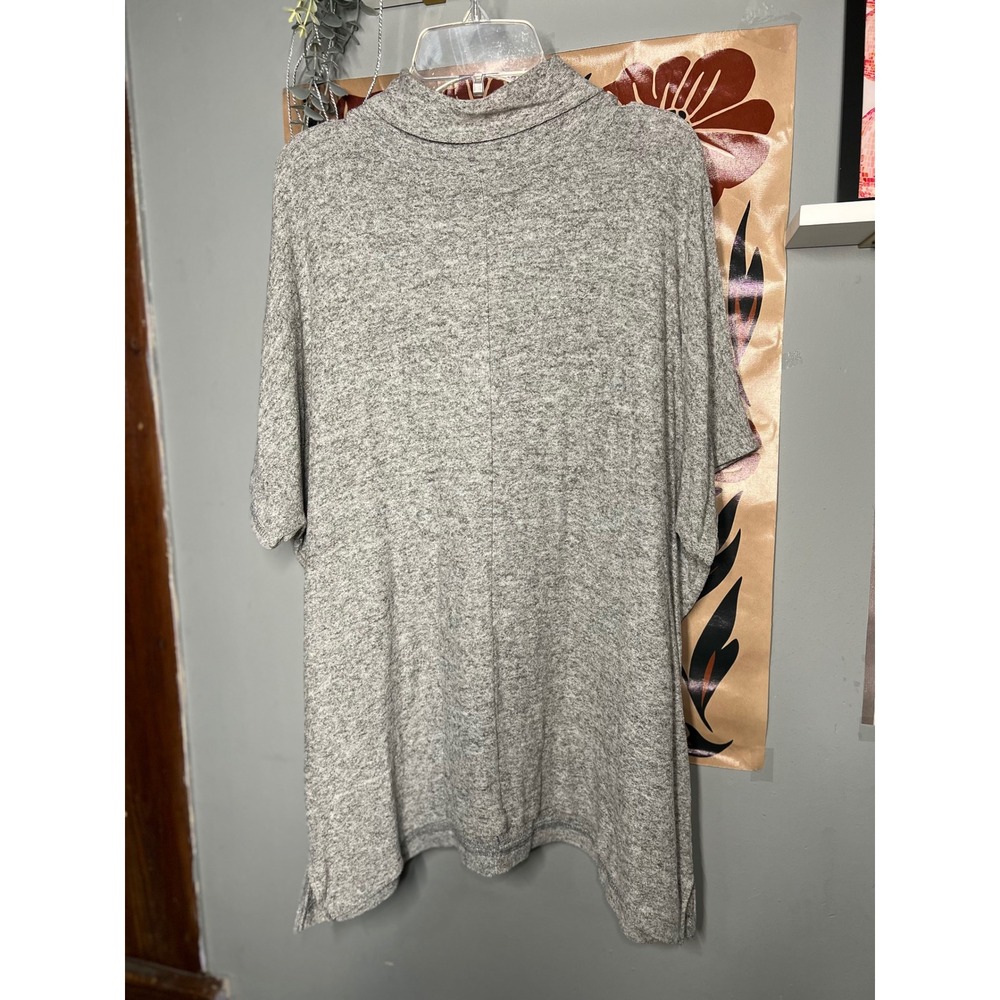Apt. 9 Women Heathered Gray Mock Neck Short Sleeve Tunic Knit Top Size M